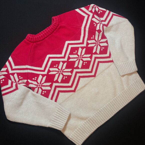 Hanna Andersson Other - ~ Hanna Andersson Kids 6-7 Sweater Snowflake Fair Isle 120 Red Cotton Knit Warm